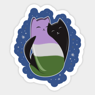 Genderqueer Cat LGBT Pride Flag Sticker